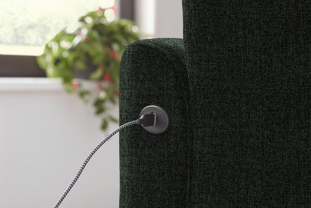 ECKSOFA in Flachgewebe Waldgrün  - Waldgrün/Schwarz, Design, Textil/Metall (252/191cm) - Dieter Knoll