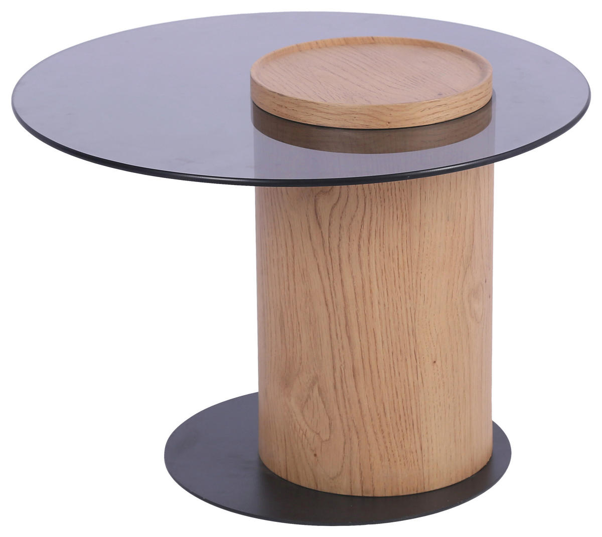 PRÍRUČNÝ STOLÍK, dub, čierna, farba duba - čierna/farba duba, Natur, kov/drevo (60/60/43cm) - Stylife