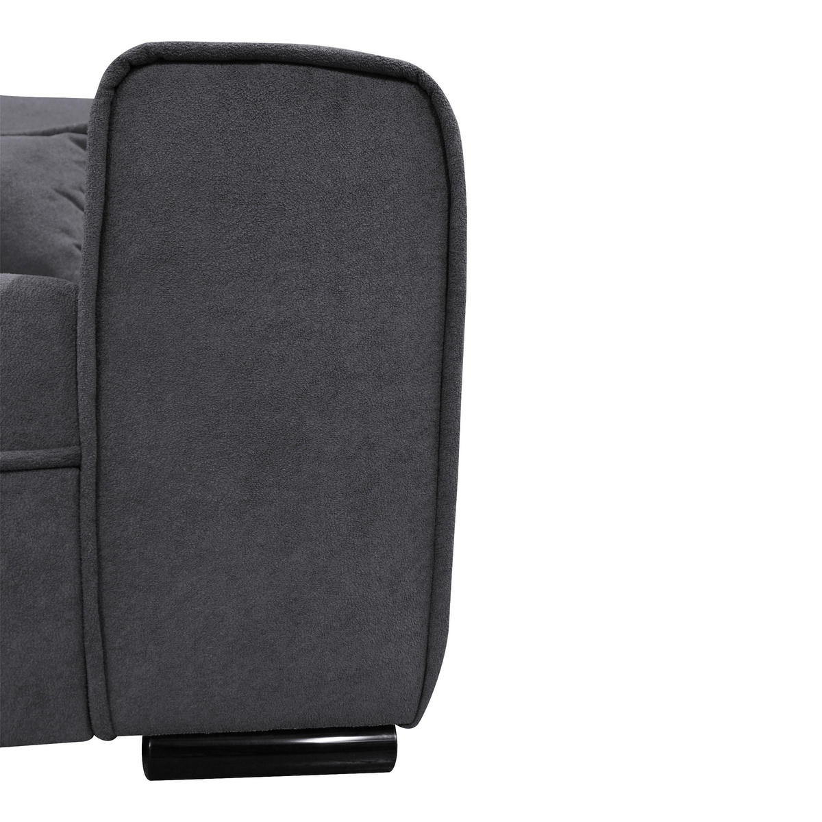 ECKSOFA in Struktur, Bouclé Dunkelgrau  - Dunkelgrau/Schwarz, Design, Kunststoff/Textil (175/270cm) - MID.YOU