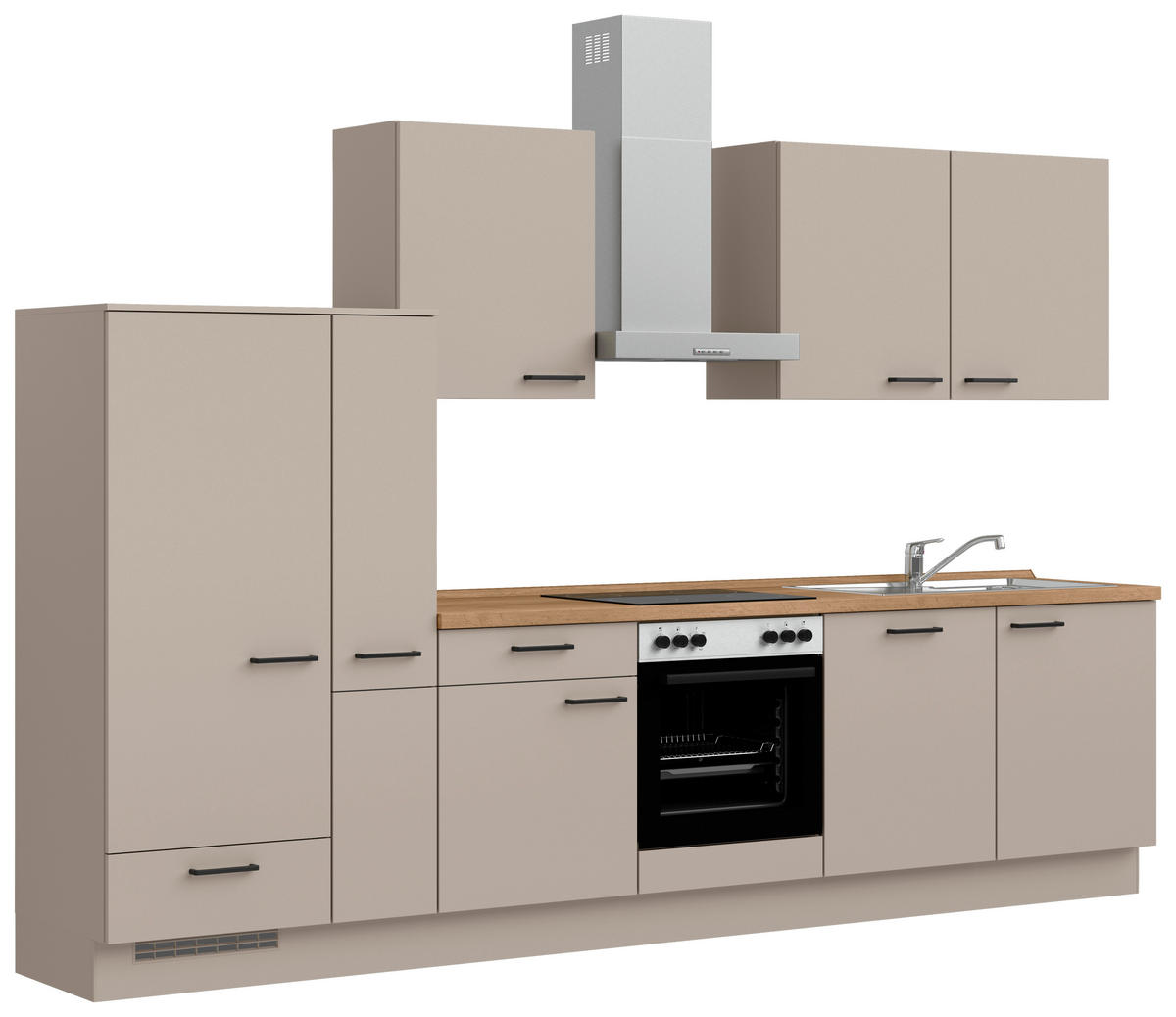 KÜCHENLEERBLOCK 330 cm   in Eichefarben  - Eichefarben/Schwarz, MODERN, Holzwerkstoff/Metall (330cm) - Nobilia
