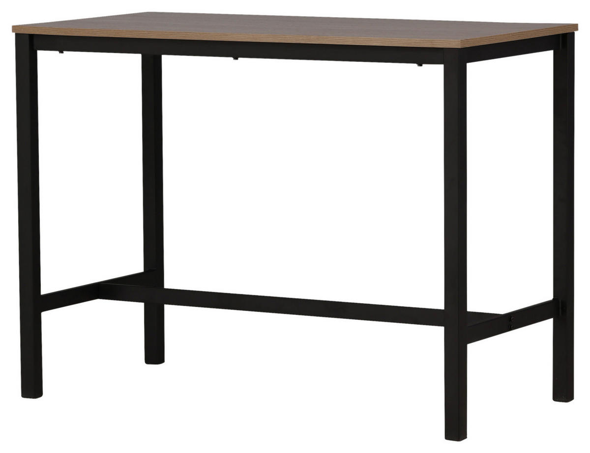 BARTISCH furniert rechteckig Walnussfarben  - Walnussfarben/Schwarz, Design, Holzwerkstoff/Metall (120/60/90cm) - Livetastic