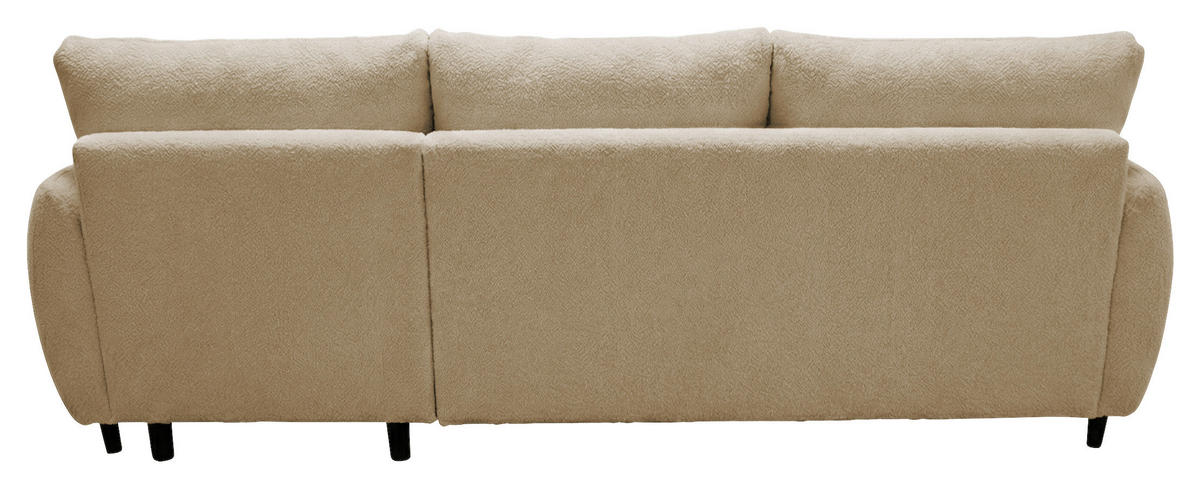 ECKSOFA LAPIT Beige Chenille Zierkissen, Rückenkissen, Bettkasten  - Beige/Schwarz, Design, Holz/Textil (240/170cm) - MID.YOU