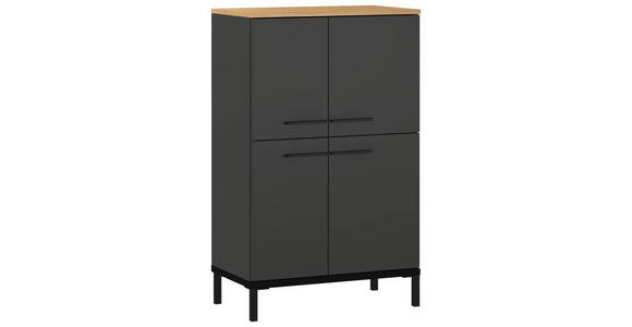 HIGHBOARD melaminharzbeschichtet  - Eichefarben/Graphitfarben, MODERN, Holzwerkstoff/Metall (60/97/34cm) - Xora