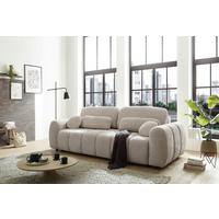 SCHLAFSOFA BUBBLE Webstoff Beige Querschläfer  inkl. Zierkissen, Nierenkissen, Bettkasten, Liegefläche im Originalstoff  - Beige/Schwarz, Design, Kunststoff/Textil (256/76/112cm) - MID.YOU