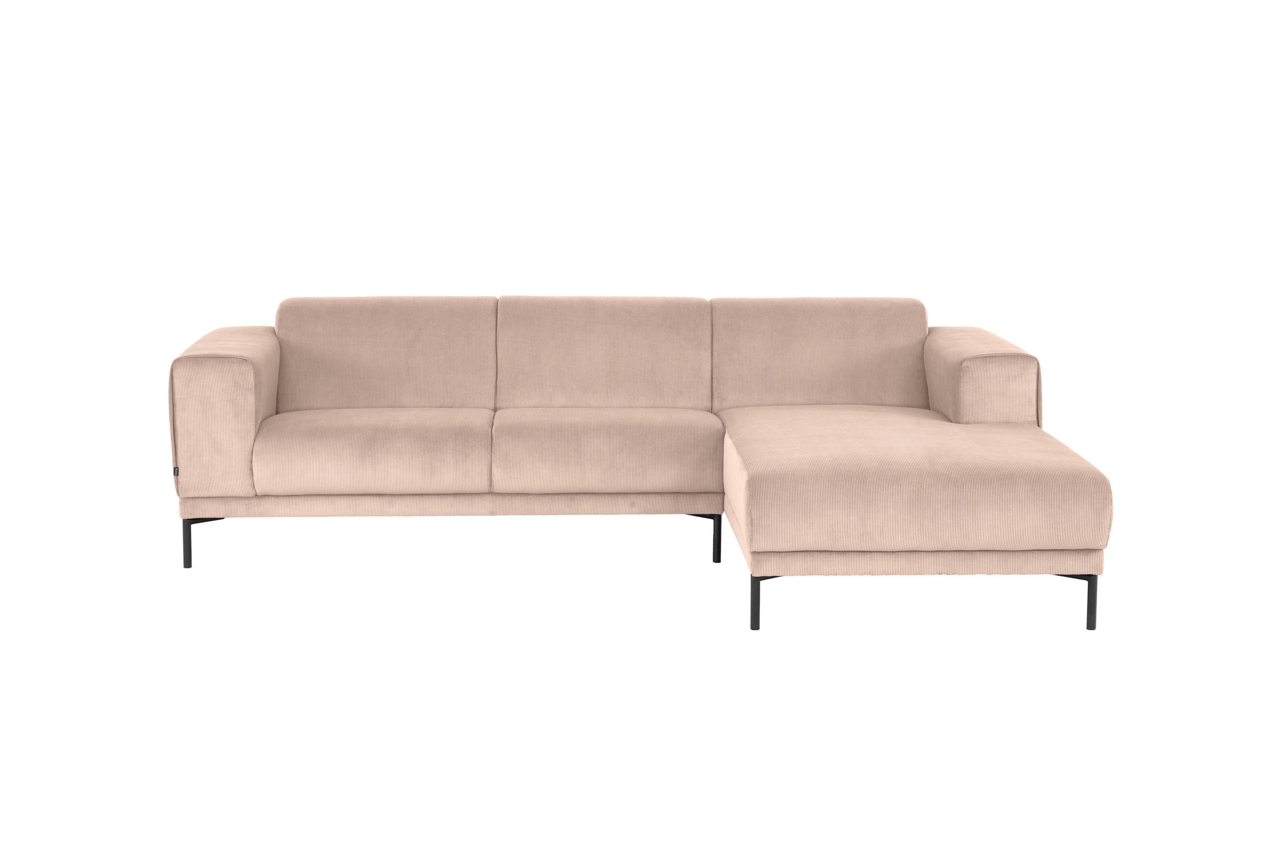 ECKSOFA Beige Cord  - Beige/Schwarz, Design, Textil/Metall (262/183cm) - MID.YOU