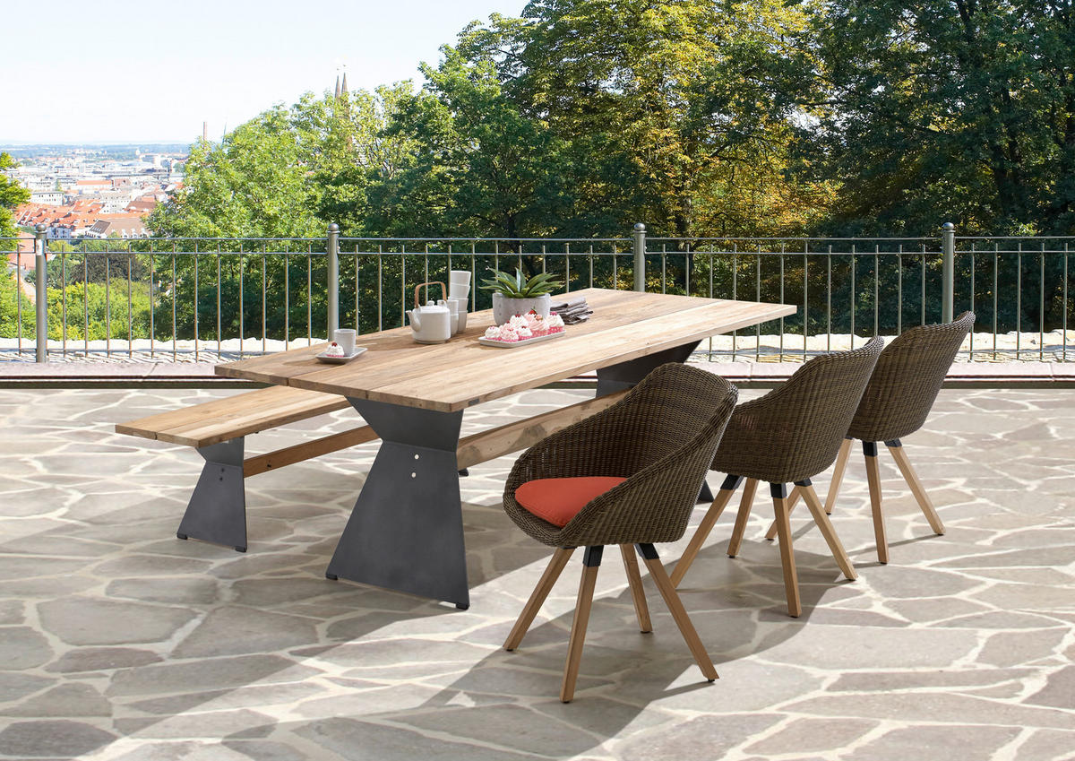 GARTENTISCH Holz, Metall Anthrazit, Teakfarben rechteckig  - Anthrazit/Teakfarben, Design, Holz/Metall (200/95/76cm)