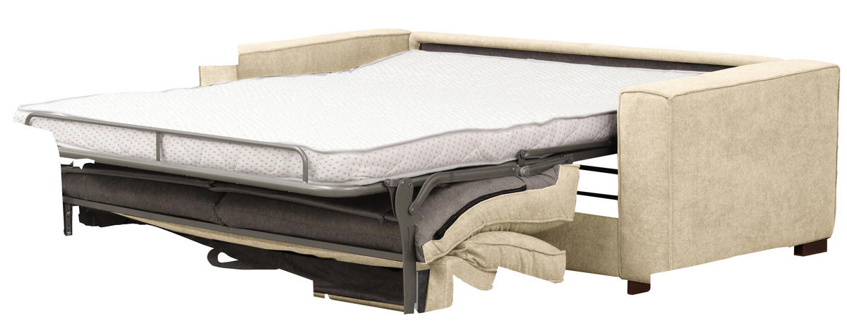 SCHLAFSOFA Webstoff Creme  - Dunkelbraun/Creme, Design, Holz/Textil (203/85/99cm) - MID.YOU