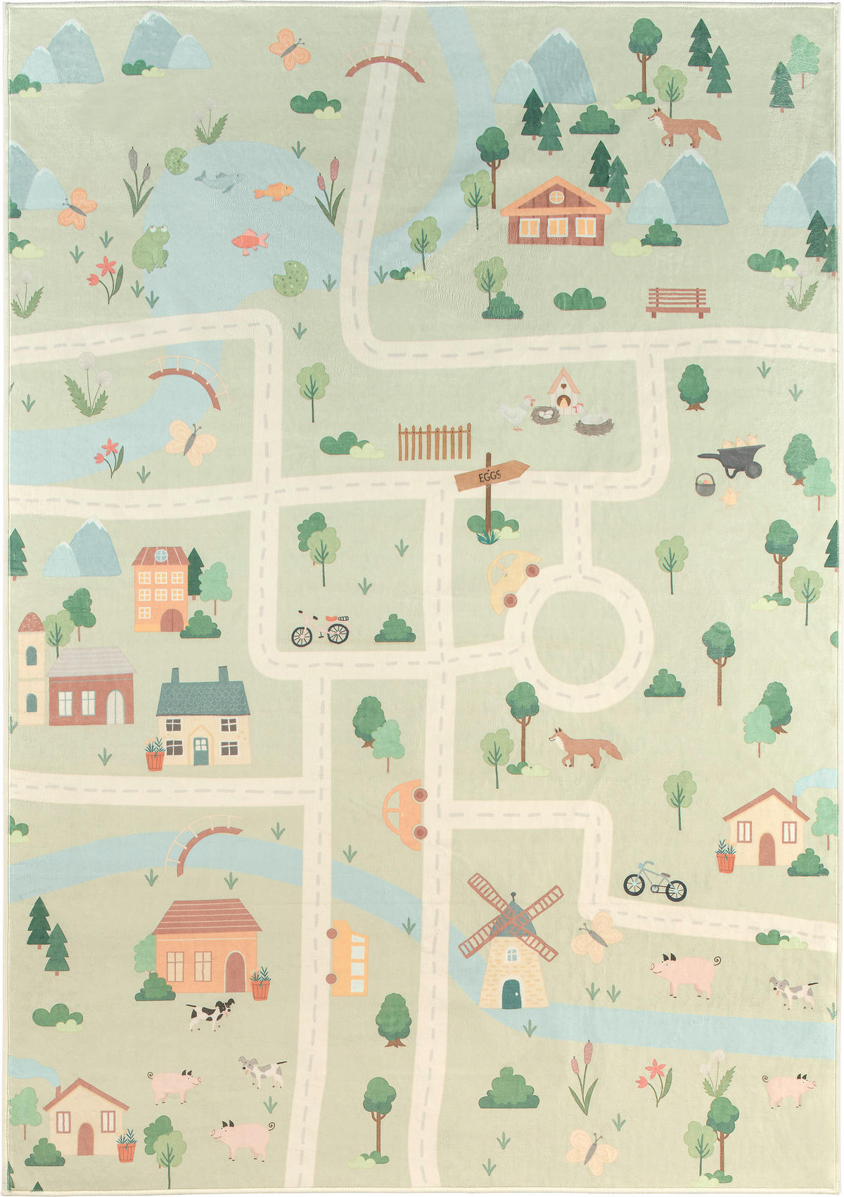 KINDERTEPPICH Living Ecovia 160/230 cm  in Pastellblau, Salbeigrün, Aprikose  - Pastellblau/Salbeigrün, Trend, Kunststoff/Textil (160/230cm) - Lindorug