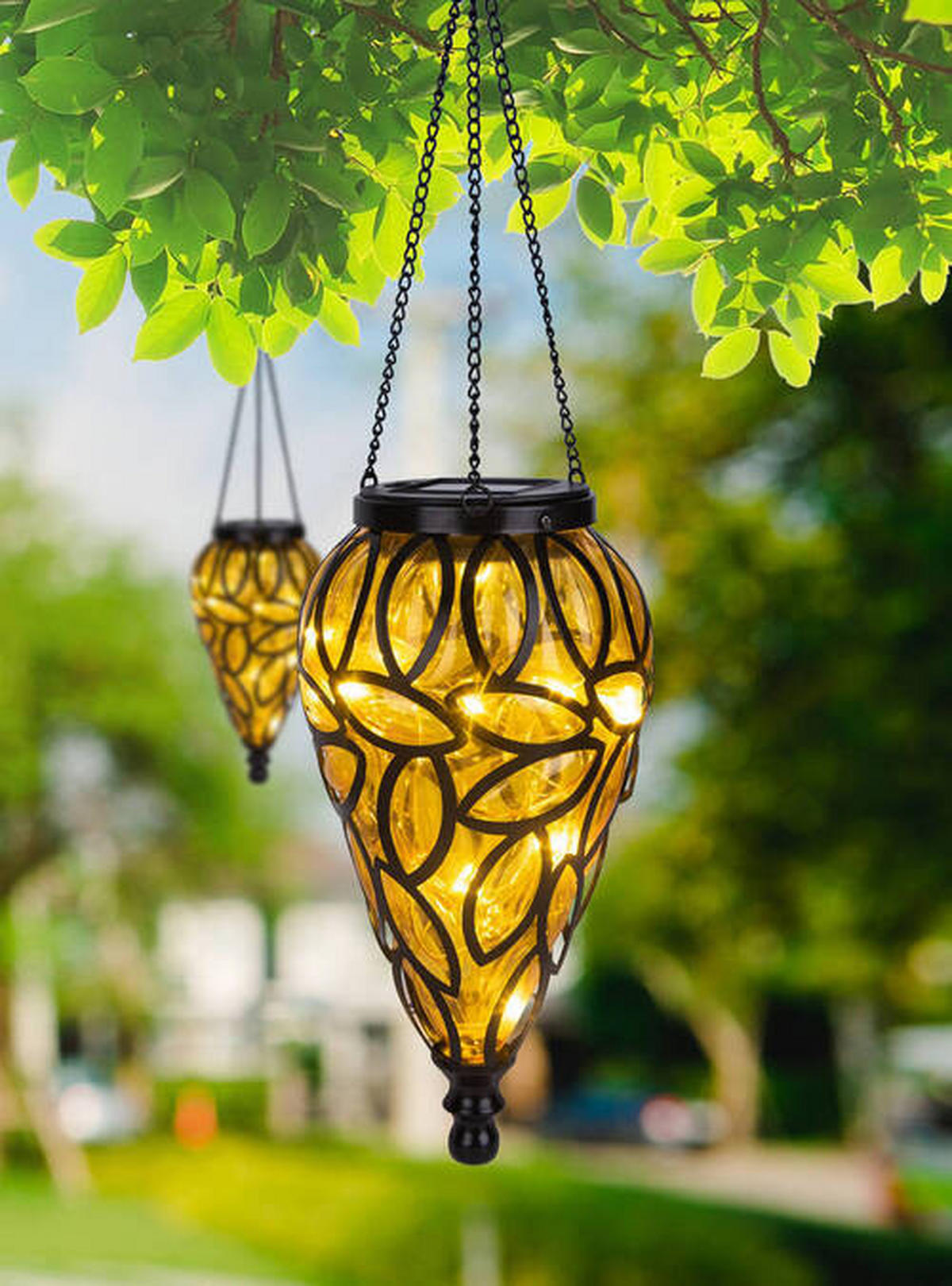 SVJETILJKA SOLARNA  - narančasta/crna, Basics, metal/plastika (13,5/50cm) - Globo