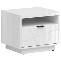 NOČNÁ SKRINKA, biela, biela s vysokým leskom, 50/42,5/42,5 cm - čierna/biela, Modern, kov/kompozitné drevo (50/42,5/42,5cm) - MID.YOU