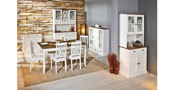 KREDENZ in massiv Kiefer Weiß - Weiß/Braun, LIFESTYLE, Holz (131/191/45cm) - Carryhome