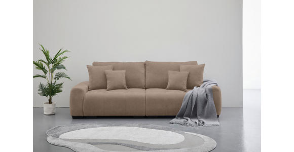 BIGSOFA Chenille Taupe - Taupe/Dunkelbraun, KONVENTIONELL, Kunststoff/Textil (250/100/90cm) - Carryhome