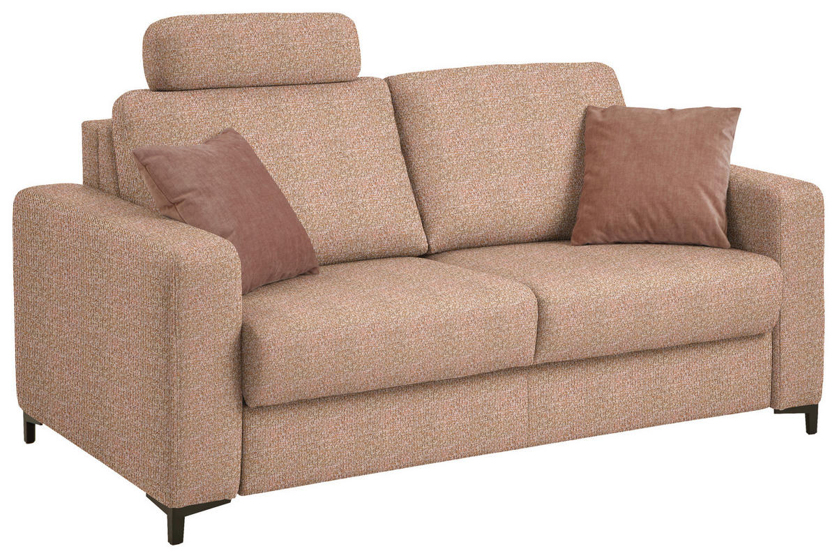 SCHLAFSOFA Webstoff Aprikose Armteil rechts, Armteil links, Rückenfutter, Schlafen auf Sitzhöhe, Stoffauswahl, Fussart wählbar  - Aprikose/Schwarz, Konventionell, Textil/Metall (196/87/103cm) - Dieter Knoll