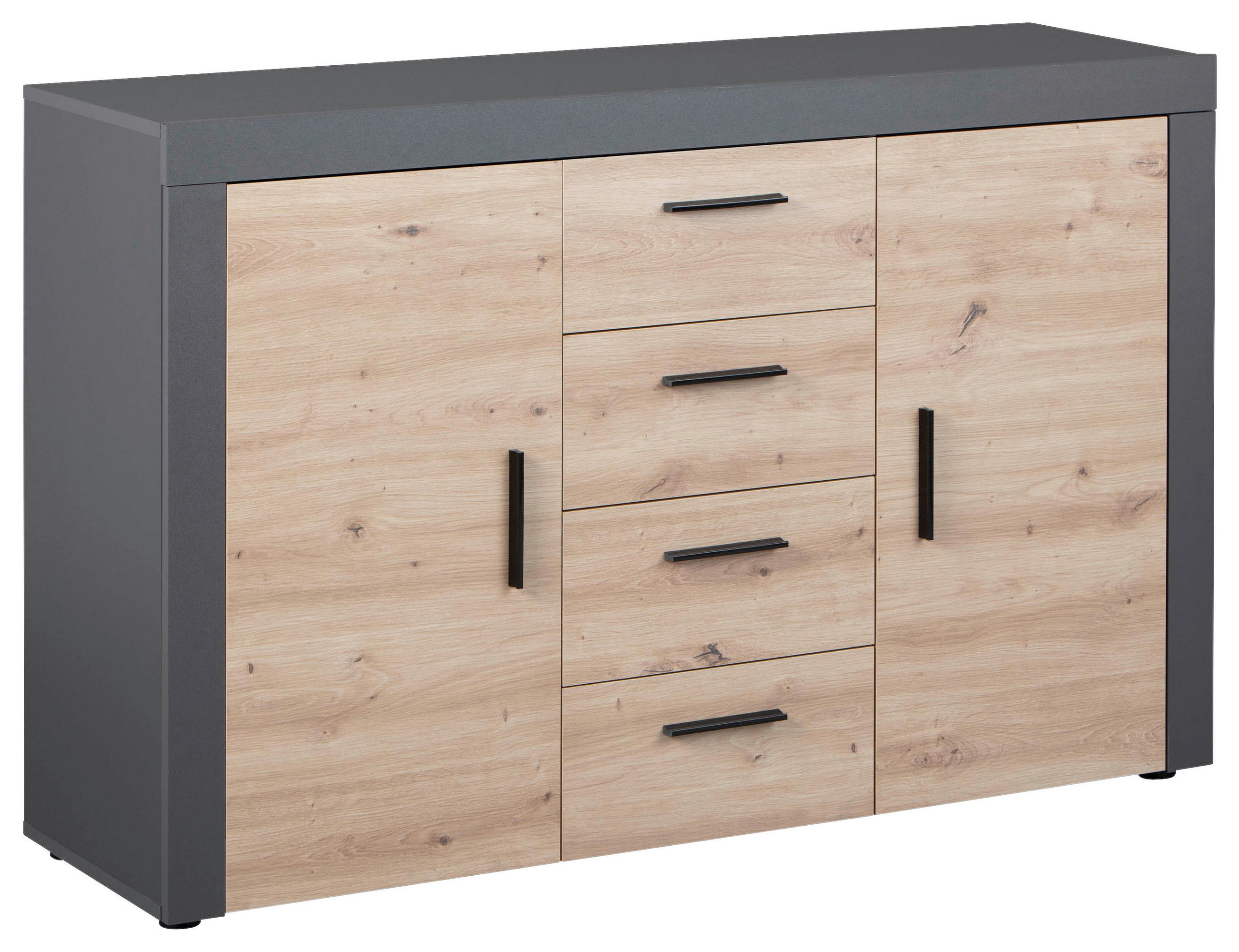 KOMMODE  in 134/86/40 cm  - Anthrazit/Schwarz, KONVENTIONELL, Holzwerkstoff/Kunststoff (134/86/40cm) - MID.YOU