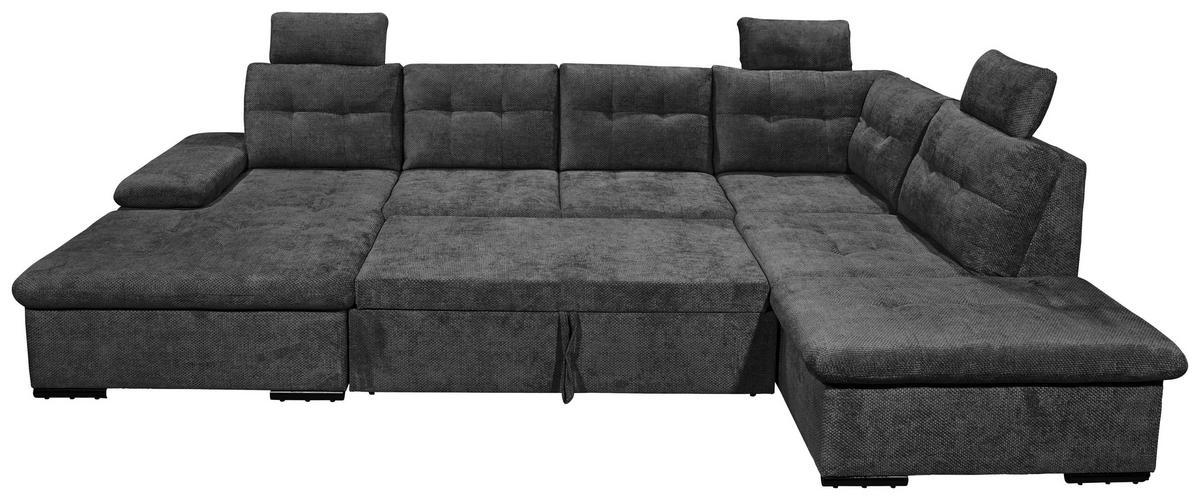 WOHNLANDSCHAFT RONDA Schwarz Webstoff  - Schwarz, Basics, Kunststoff/Textil (170/324/218cm) - Livetastic