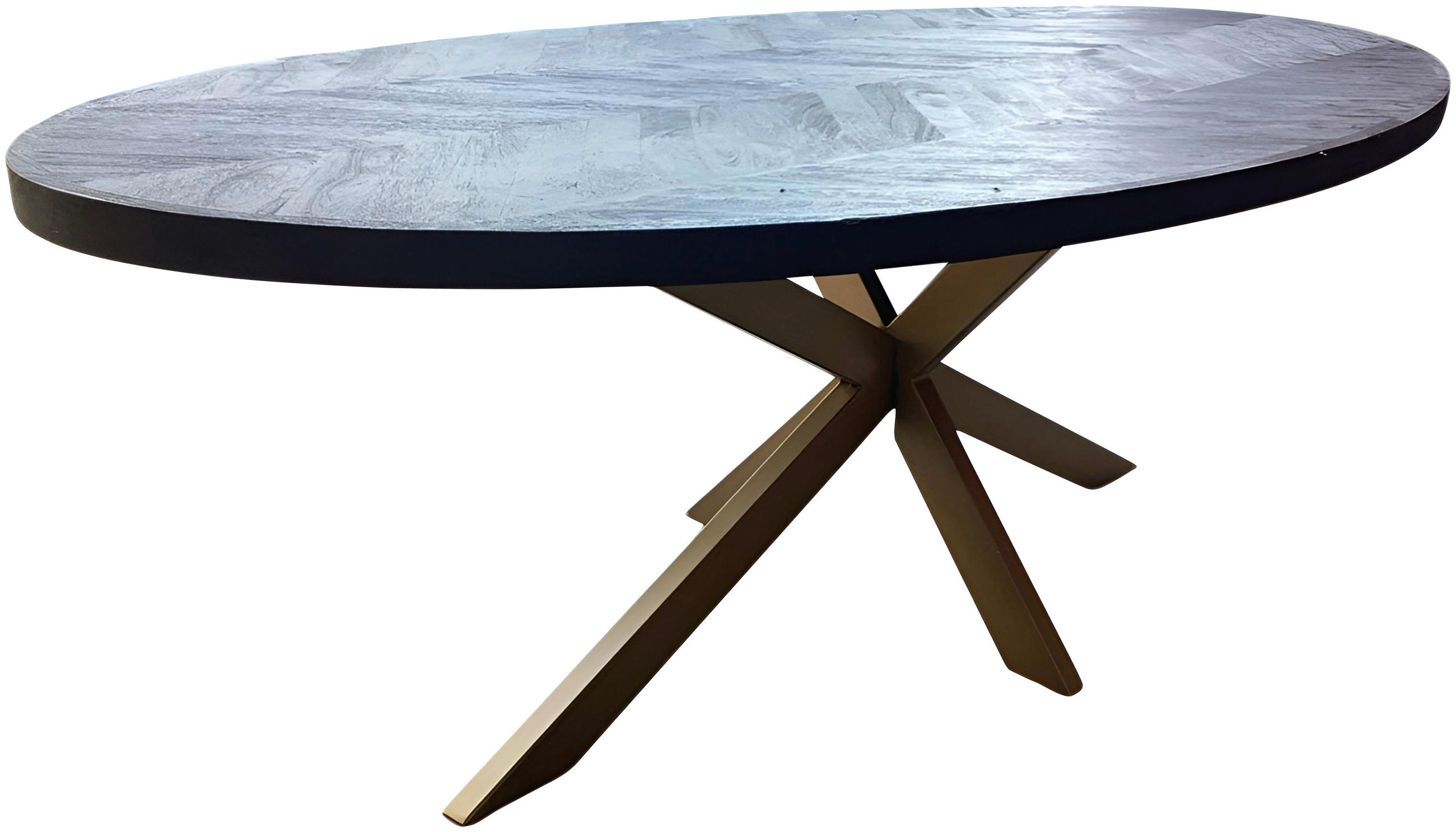 ESSTISCH in Holz, Metall 220/110/76 cm  - Goldfarben/Schwarz, Design, Holz/Metall (220/110/76cm) - Ambia Home