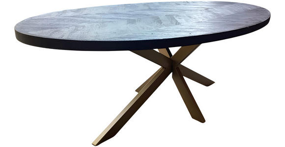 ESSTISCH in Holz, Metall 220/110/76 cm  - Goldfarben/Schwarz, Design, Holz/Metall (220/110/76cm) - Ambia Home