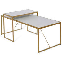 COUCHTISCHSET Weiß, Goldfarben 120/70/52 cm  - Goldfarben/Weiß, KONVENTIONELL, Metall (120/70/52cm) - Livetastic