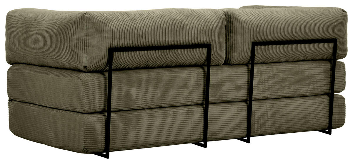 SCHLAFSOFA Cord Olivgrün  - Olivgrün, KONVENTIONELL, Textil/Metall (200/77/80cm) - Carryhome