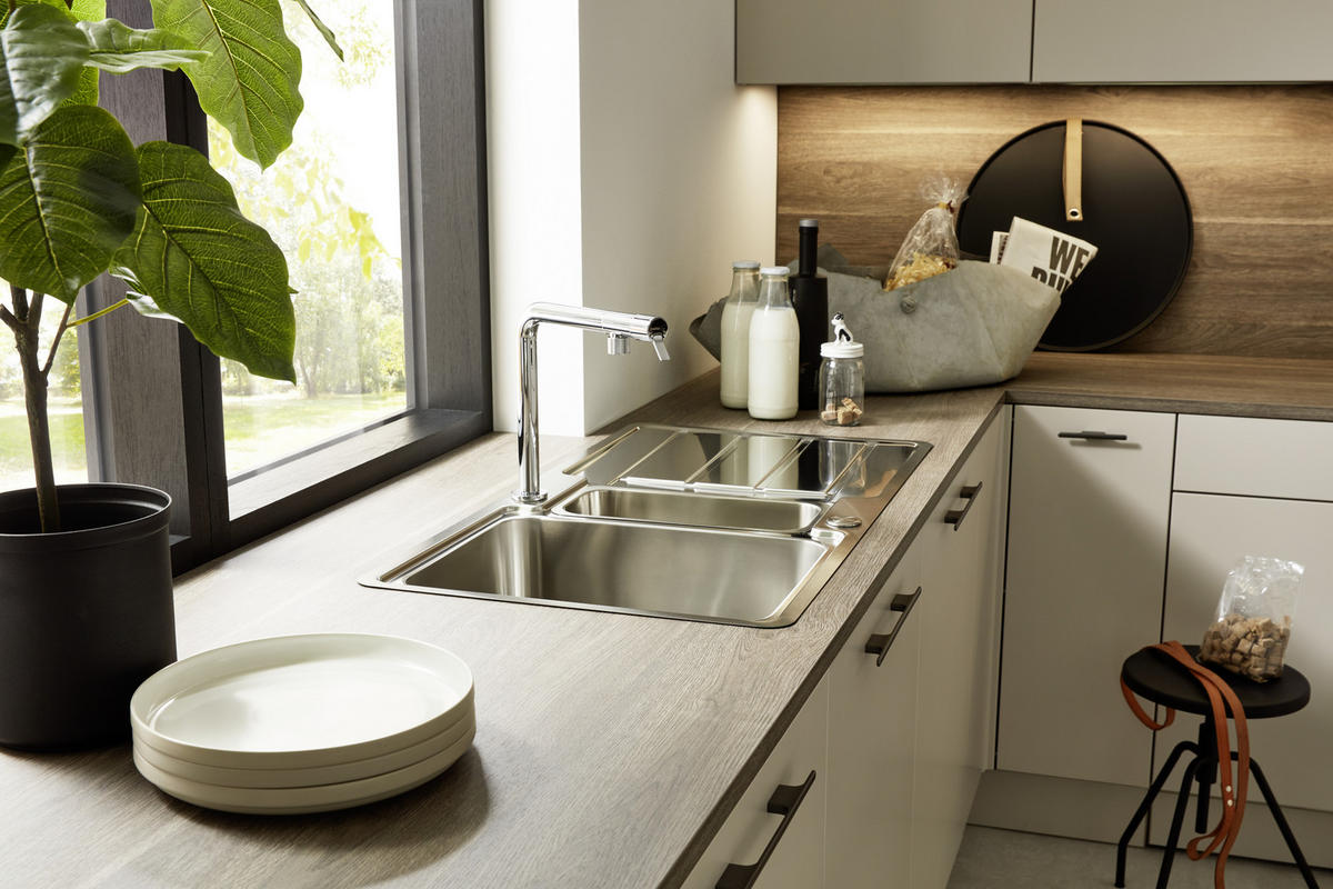 EINBAUKÜCHE SOFT LACK  - Eichefarben/Sahara, Design, Holzwerkstoff - Nolte Küchen