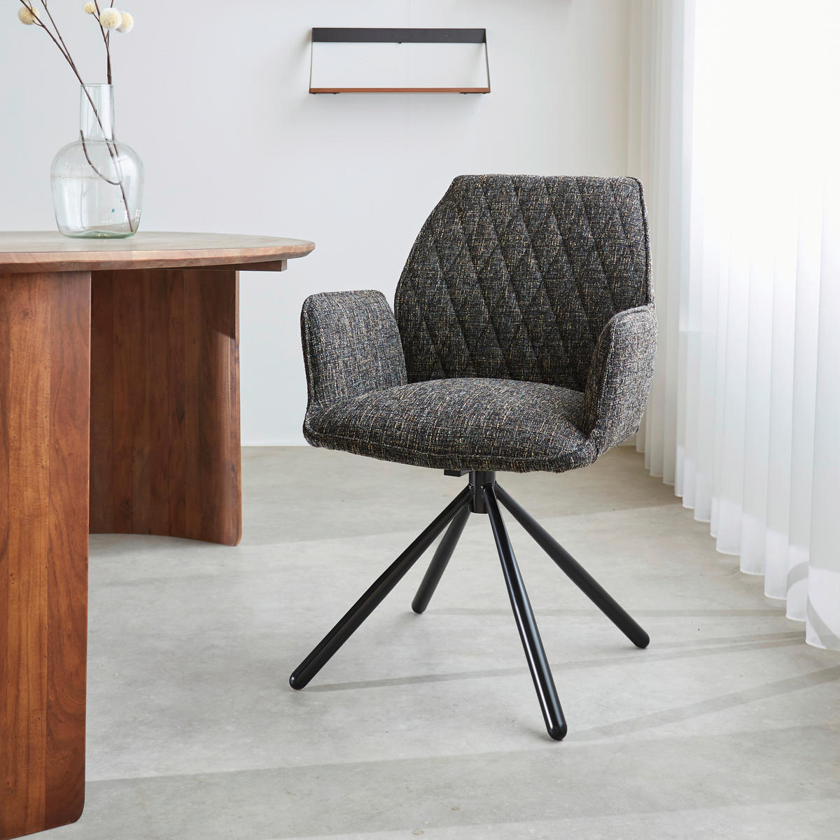 SADA ŽIDLÍ S PODRUČKAMI 2 kusy - černá, Moderní, kov/textil (57,5/92/52cm) - MID.YOU