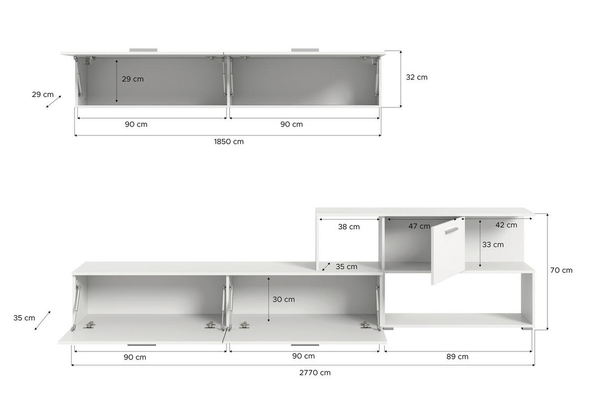OBÝVACÍ STĚNA, bílá - bílá/barvy stříbra, Design, kompozitní dřevo/plast (277/102/35cm) - MID.YOU