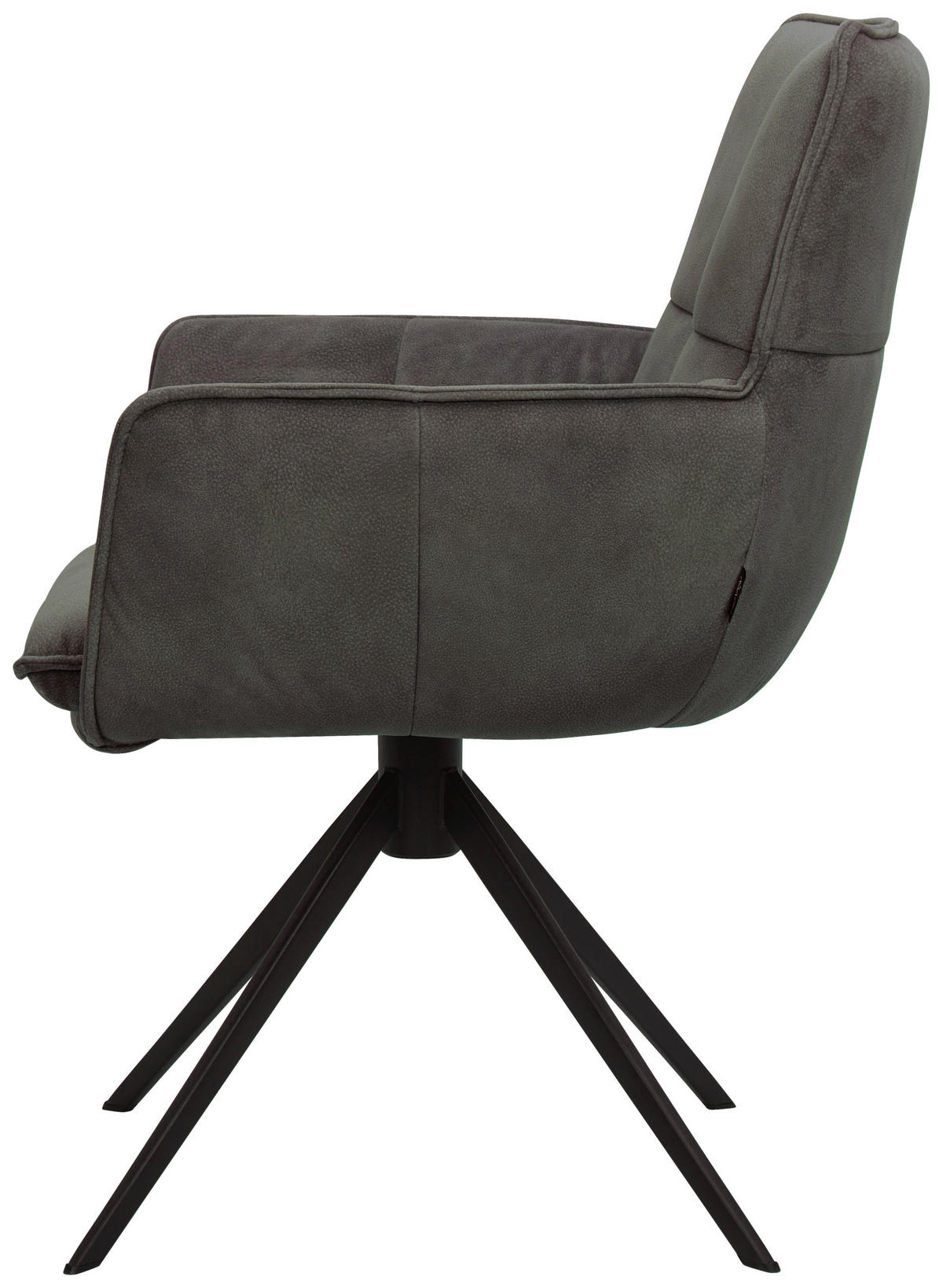 ARMLEHNSTUHL  Sitzfläche 360° drehbar, inklusive Armlehnen, automatische Rückholfunktion Webstoff  Dunkelbraun  - Dunkelbraun/Schwarz, Design, Textil/Metall (63/88,5/64cm) - Novel