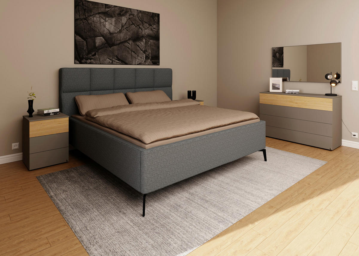 POLSTERBETT Bettkasten, motorische Verstellbarkeit, Fernbedienung, Lattenroste, Matratzen 180/200 cm  in Dunkelblau  - Schwarz/Weiß, KONVENTIONELL, Holz/Textil (180/200cm) - Musterring
