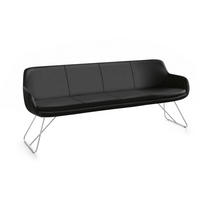 SITZBANK 200/87/65 cm Echtleder Schwarz Metall  - Edelstahlfarben/Schwarz, Design, Leder/Metall (200/87/65cm) - Musterring