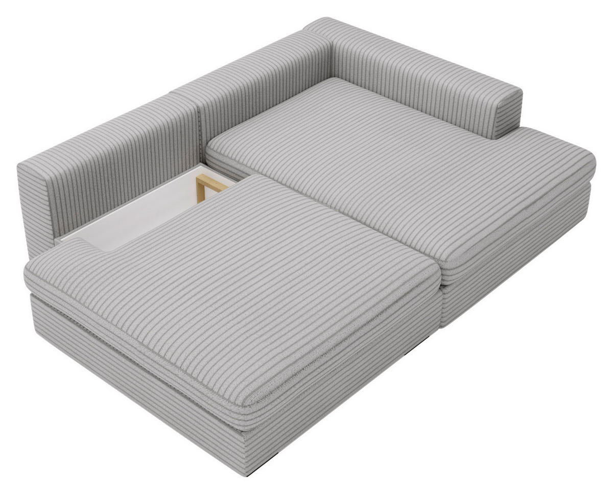ECKSOFA in Cord Grau  - Schwarz/Grau, Design, Kunststoff/Textil (223/158cm) - Lomoco