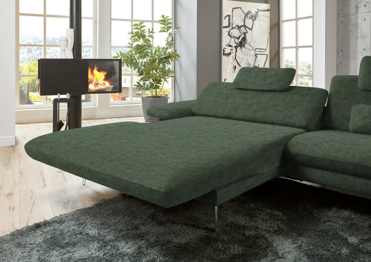 ECKSOFA in Velours Olivgrün  - Schwarz/Olivgrün, Design, Textil/Metall (184/284cm) - Dieter Knoll