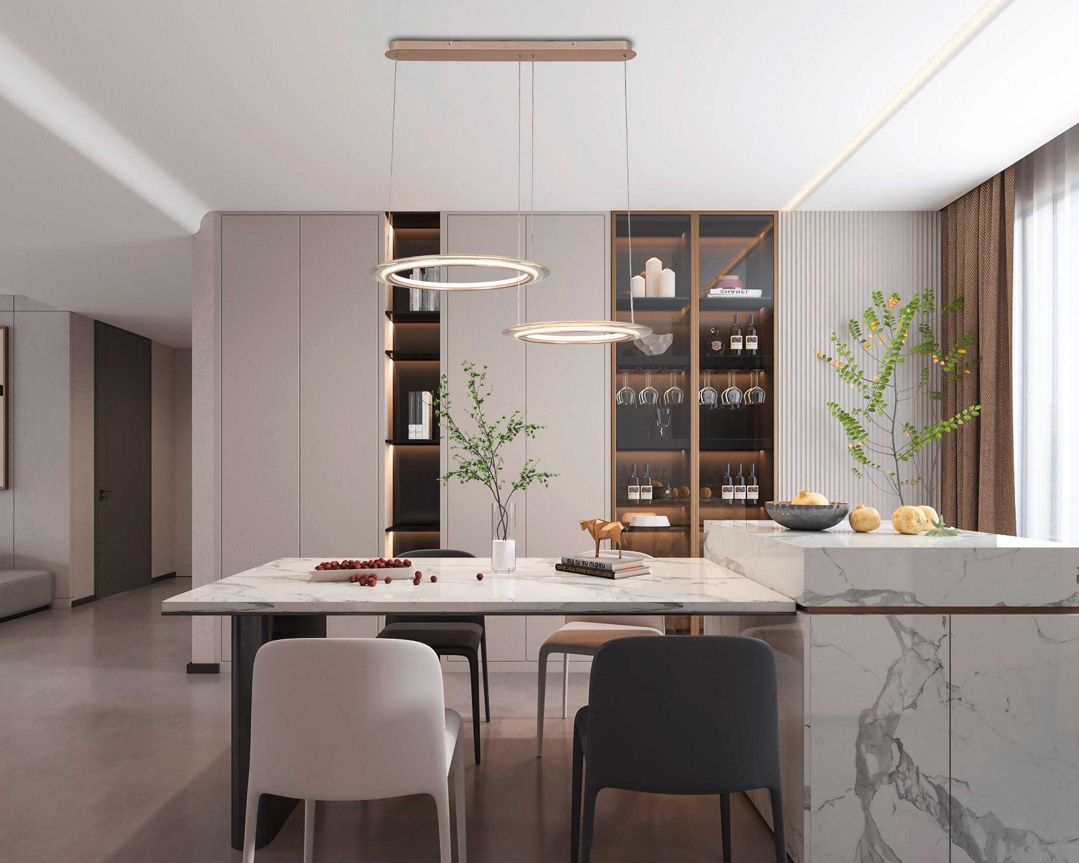 LED-HÄNGELEUCHTE    - Chromfarben/Champagner, Design, Kunststoff/Metall (82cm) - Dieter Knoll