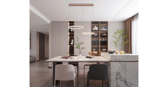 LED-HÄNGELEUCHTE 82/55/150 cm - Chromfarben/Champagner, Design, Kunststoff/Metall (82/55/150cm) - Dieter Knoll