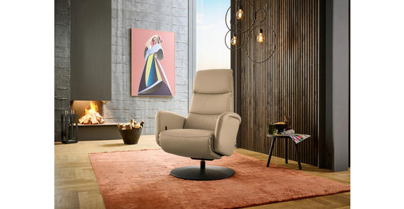 RELAXSESSEL in Leder Beige  - Beige/Schwarz, Design, Leder/Metall (76/108/86cm) - Dieter Knoll