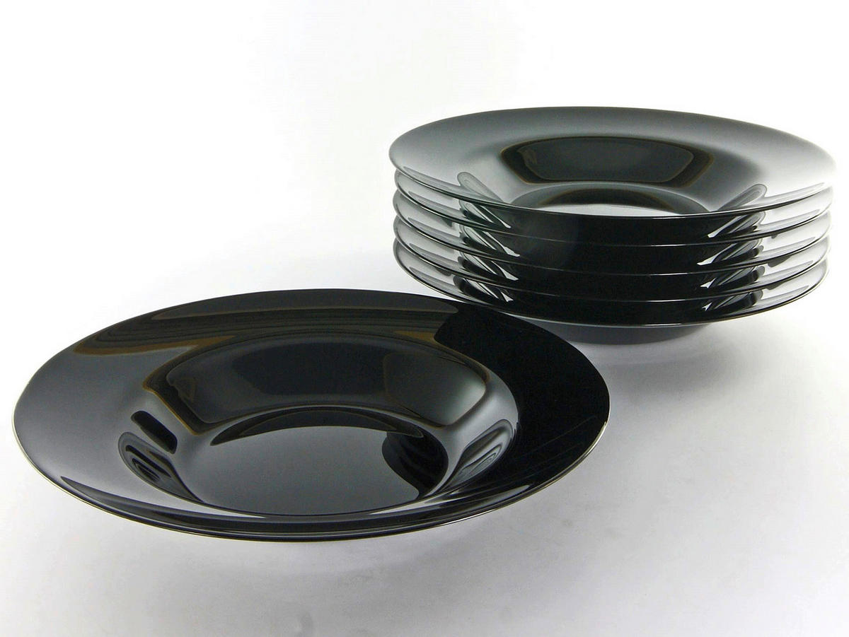 PASTATELLER 6-teilig Italien Party Schwarz  - Schwarz, Basics, Glas (5/29cm) - Creatable