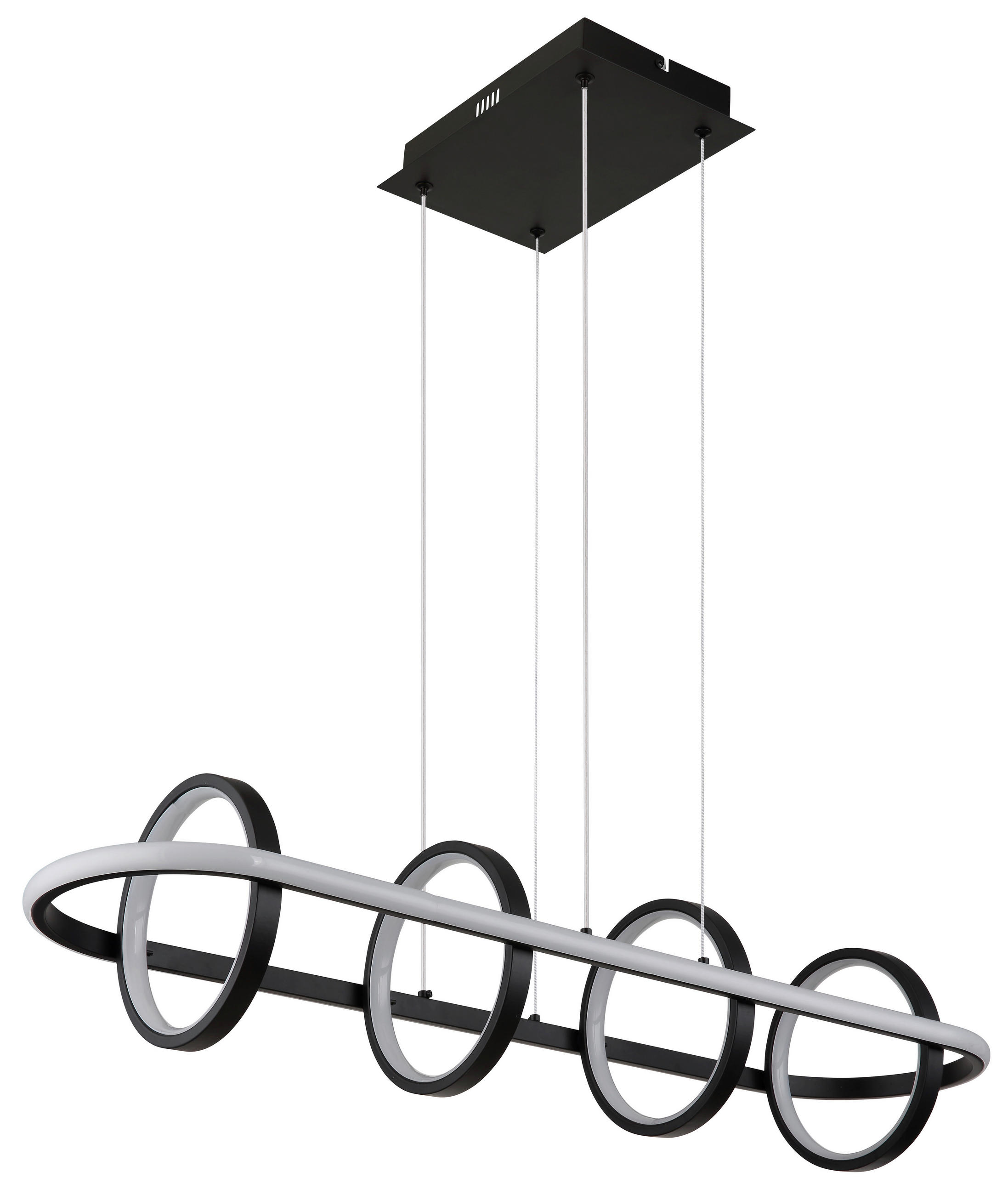 LED-HÄNGELEUCHTE 90/28/120 cm  - Opal/Schwarz, Design, Kunststoff/Metall (90/28/120cm) - Globo