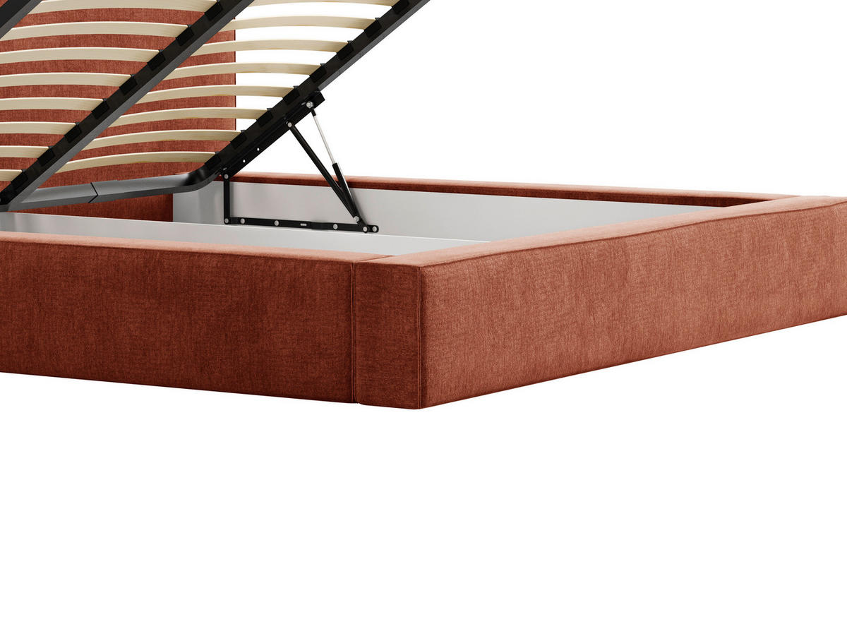 POLSTERBETT 140/200 cm,  in Terracotta, Bettkasten,  - Terracotta/Schwarz, MODERN, Holz (140/200cm) - MID.YOU