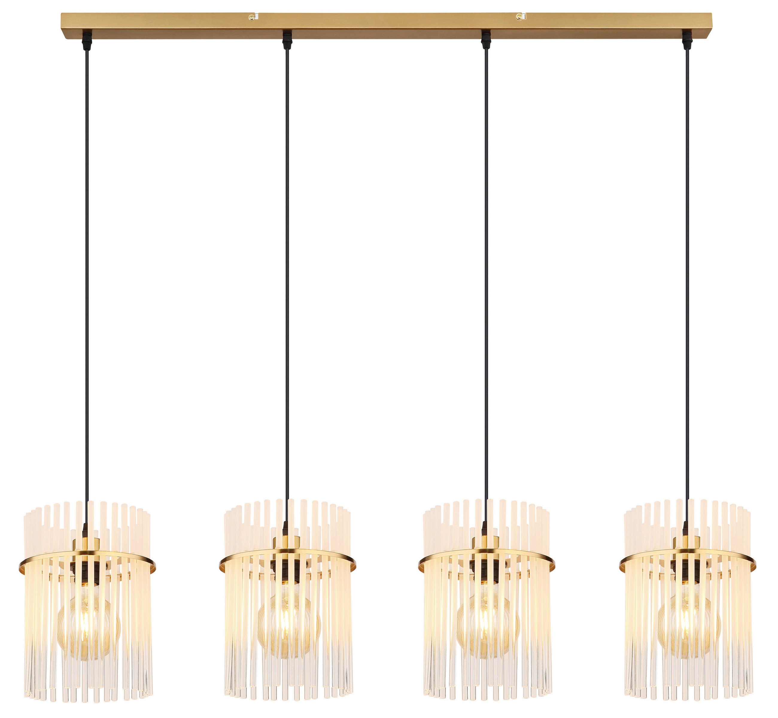 HÄNGELEUCHTE 97/4/140 cm    - Klar/Goldfarben, Konventionell, Glas/Textil (97/4/140cm) - Globo
