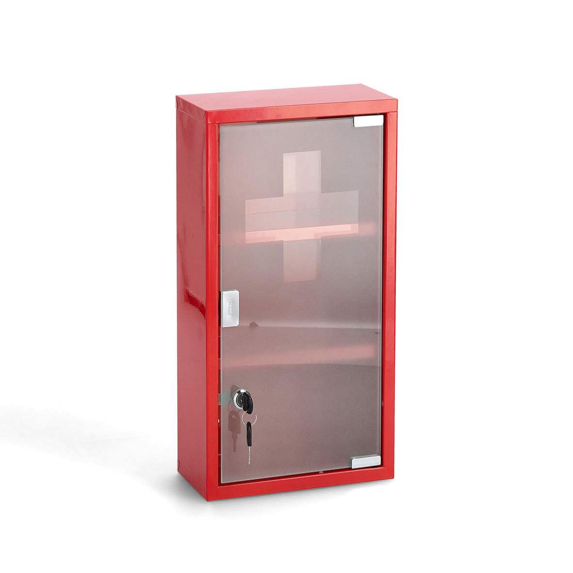 MEDIZINSCHRANK 25/45/12 cm  - Silberfarben/Rot, Basics, Glas/Metall (25/45/12cm) - Zeller Present