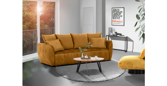 SCHLAFSOFA Flachgewebe Senfgelb - Senfgelb/Schwarz, KONVENTIONELL, Kunststoff/Textil (250/70/118cm) - Carryhome