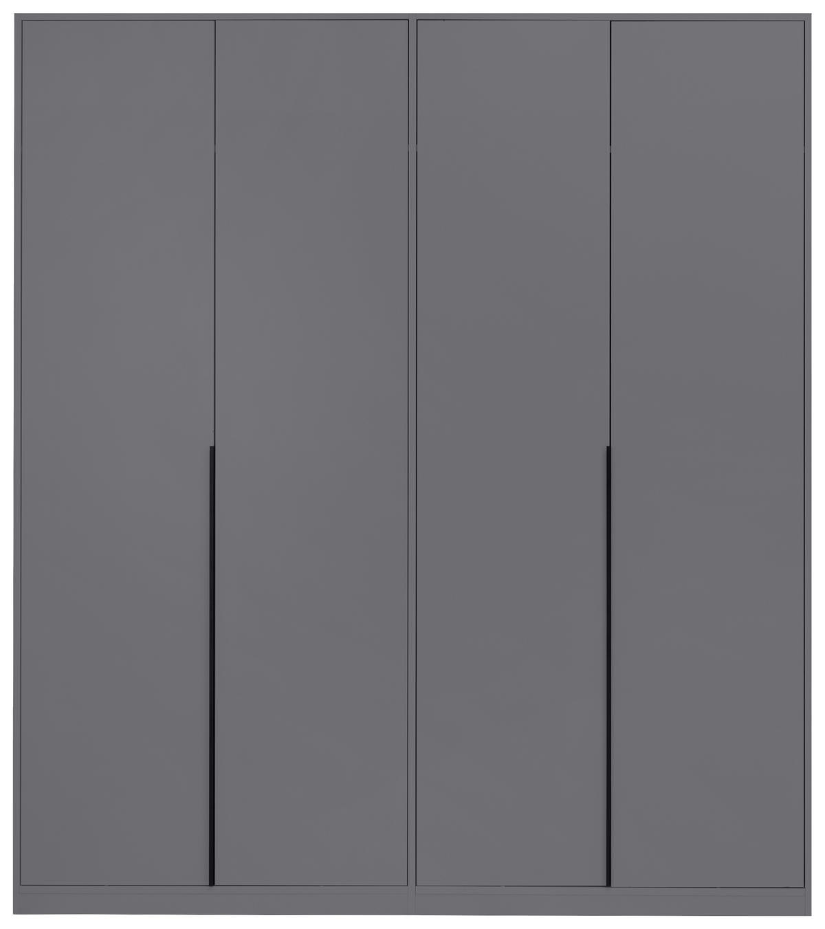 DREHTÜRENSCHRANK 185/211/53 cm,  in Graphitfarben, 4-türig  - Graphitfarben/Schwarz, MODERN, Holzwerkstoff/Metall (185/211/53cm) - MID.YOU