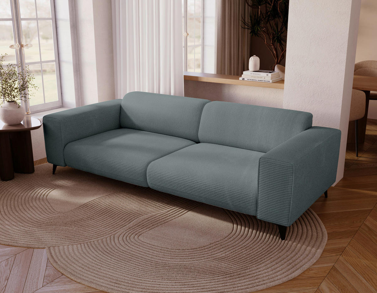 3-SITZER-SOFA Cord Graphitfarben  - Schwarz/Graphitfarben, KONVENTIONELL, Textil/Metall (237/75/104cm) - Carryhome