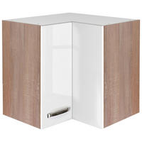 ECKOBERSCHRANK 60/54/60 cm  - Edelstahlfarben/Weiß Hochglanz, MODERN, Holzwerkstoff/Metall (60/54/60cm) - FlexWell