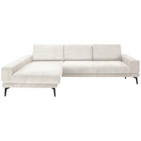 ECKSOFA Weiß Chenille  - Schwarz/Weiß, KONVENTIONELL, Textil/Metall (184/294cm) - SetOne by Musterring