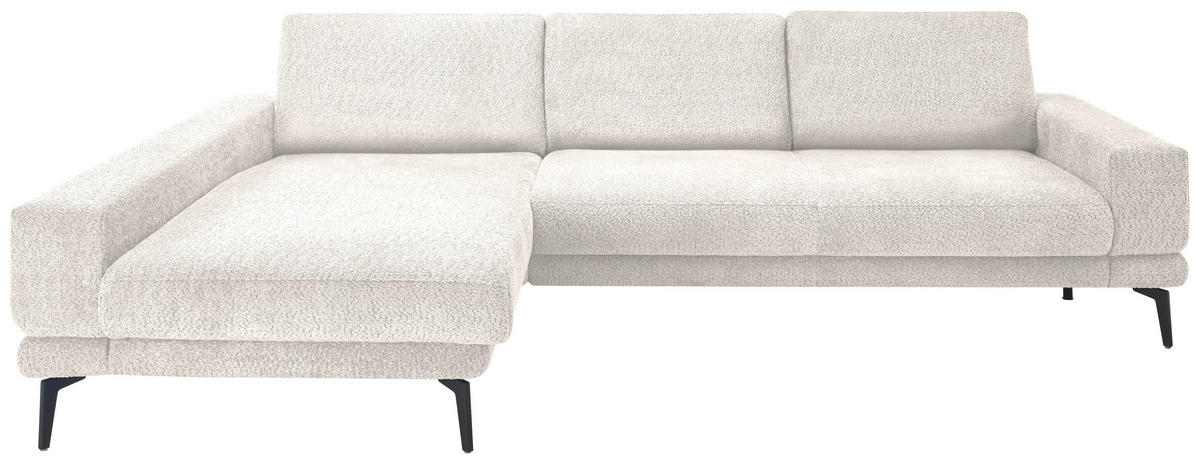ECKSOFA Weiß Chenille  - Schwarz/Weiß, KONVENTIONELL, Textil/Metall (184/294cm) - SetOne by Musterring