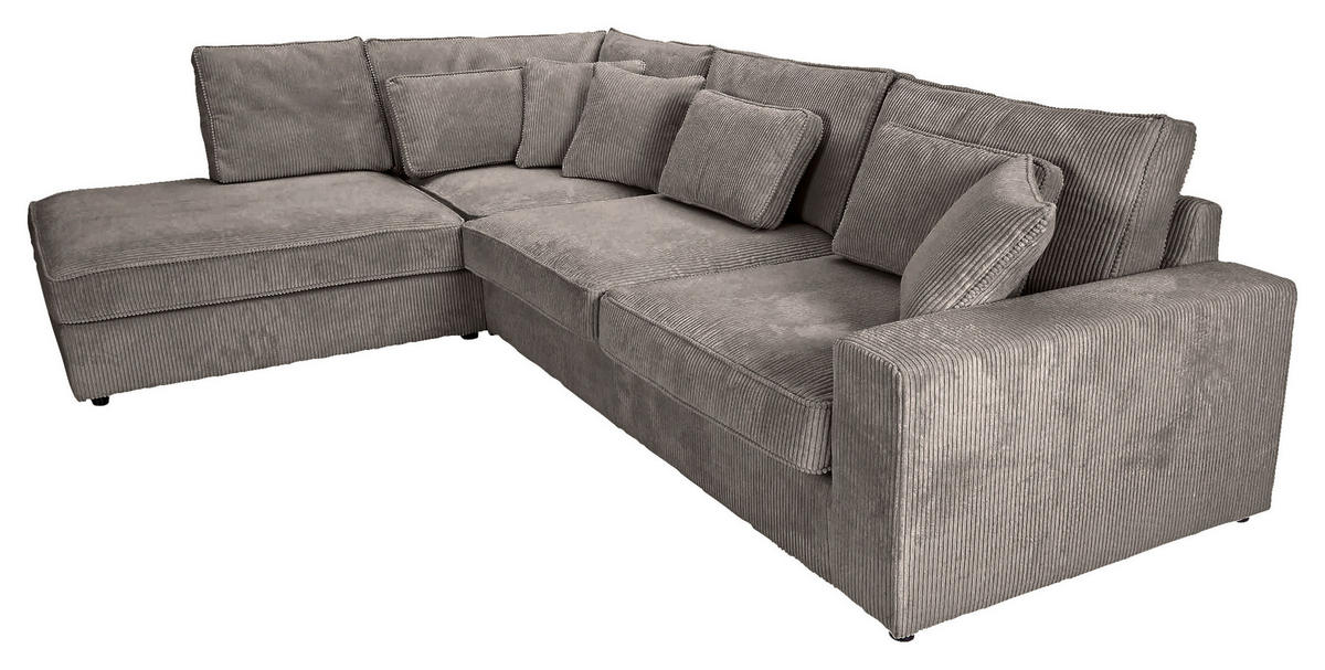 ECKSOFA Taupe Cord Zierkissen, Rückenkissen, Rücken echt  - Taupe/Schwarz, MODERN, Kunststoff/Textil (228/307cm) - Carryhome