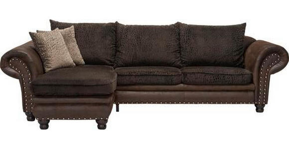 ECKSOFA Braun Mikrofaser  - Dunkelbraun/Braun, LIFESTYLE, Holz/Textil (180/302cm) - Landscape