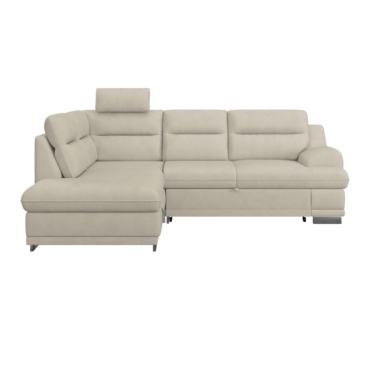 WOHNLANDSCHAFT in Velours Platinfarben  - Platinfarben/Chromfarben, Konventionell, Textil/Metall (217/264cm) - MID.YOU