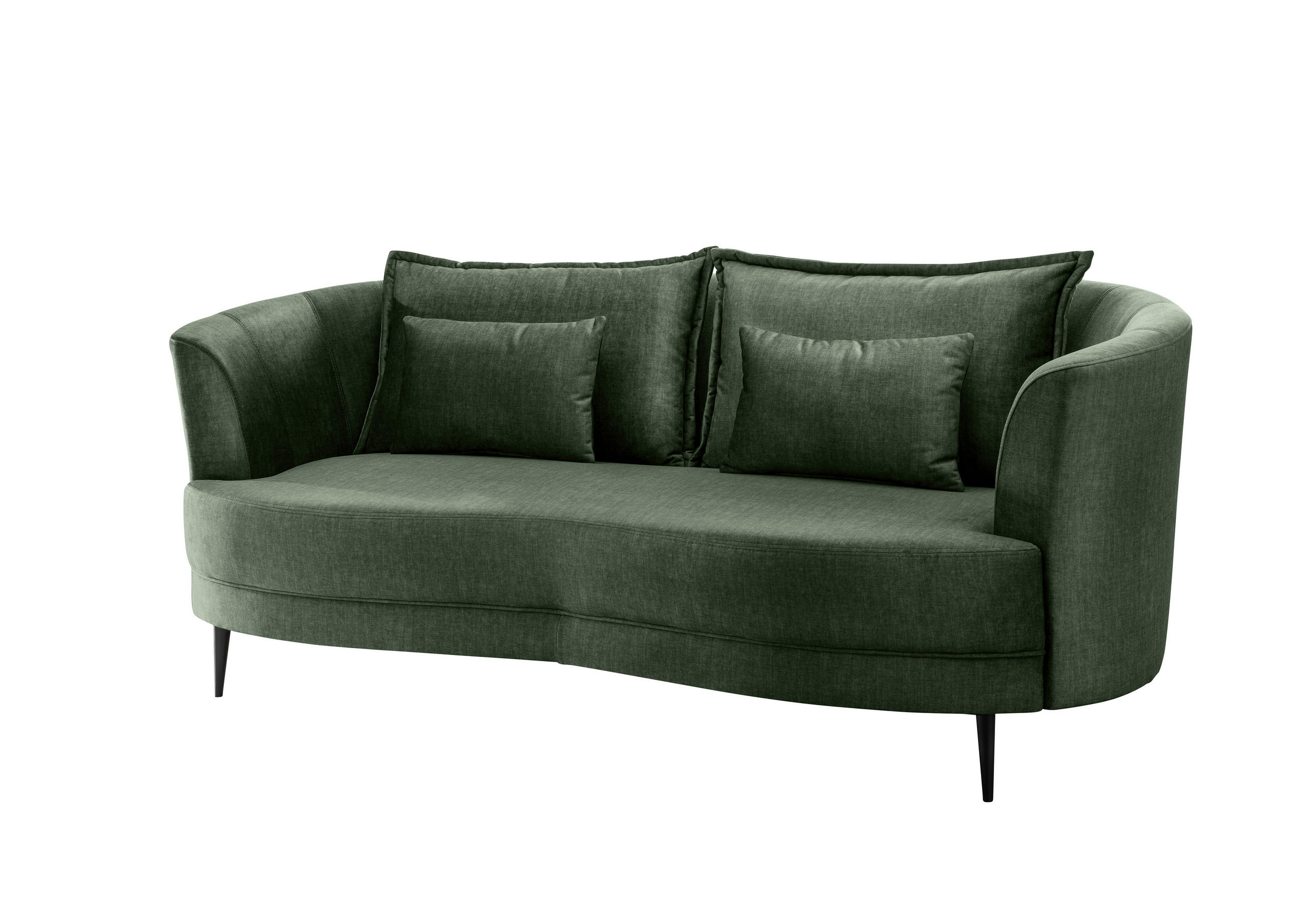 3-SITZER-SOFA in Velours Dunkelgrün  - Dunkelgrün/Schwarz, Modern, Textil/Metall (209/85/101cm) - Livetastic