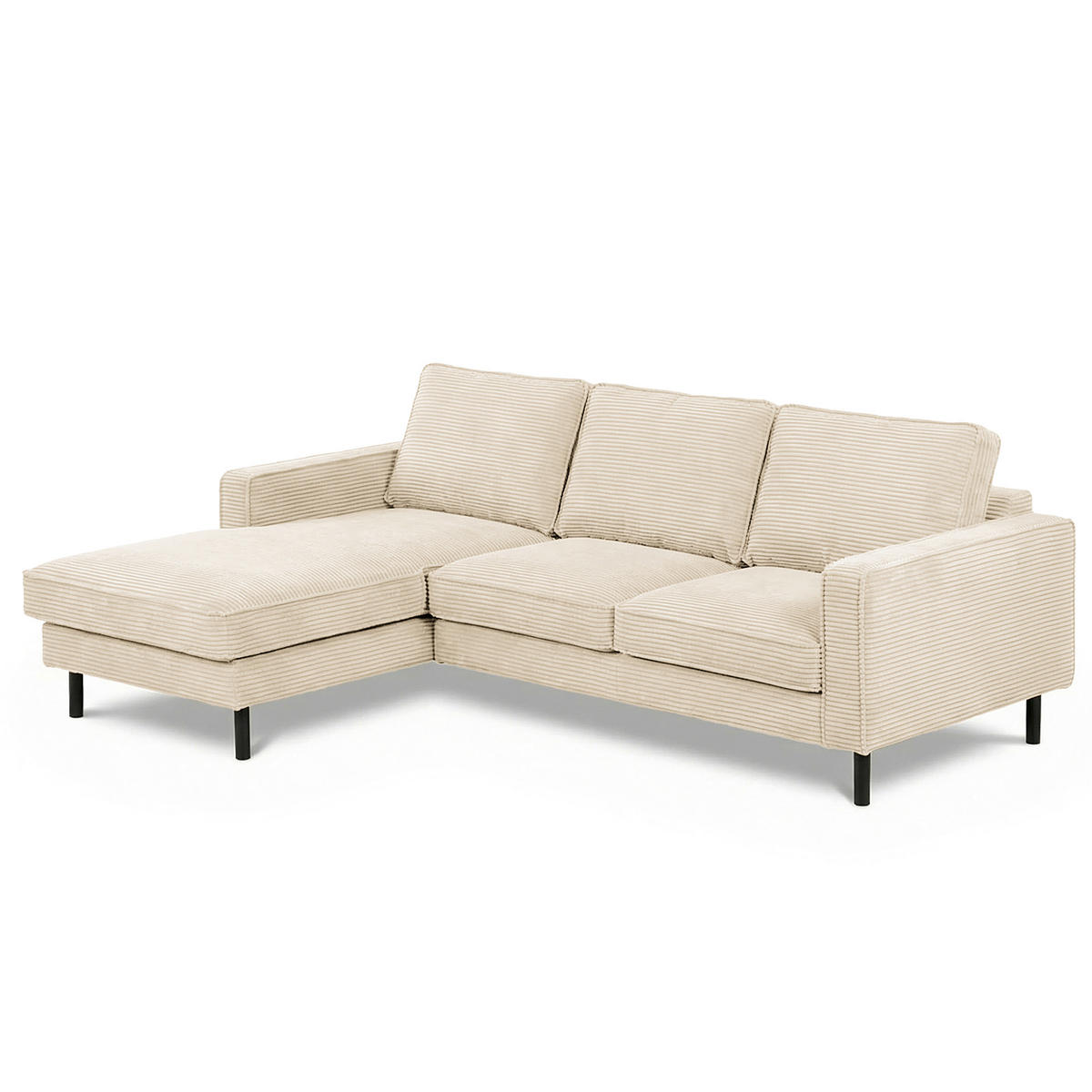 ECKSOFA  in Cord Beige Rücken echt  166/238 cm  - Beige/Schwarz, Design, Textil/Metall (166/238cm) - Livetastic